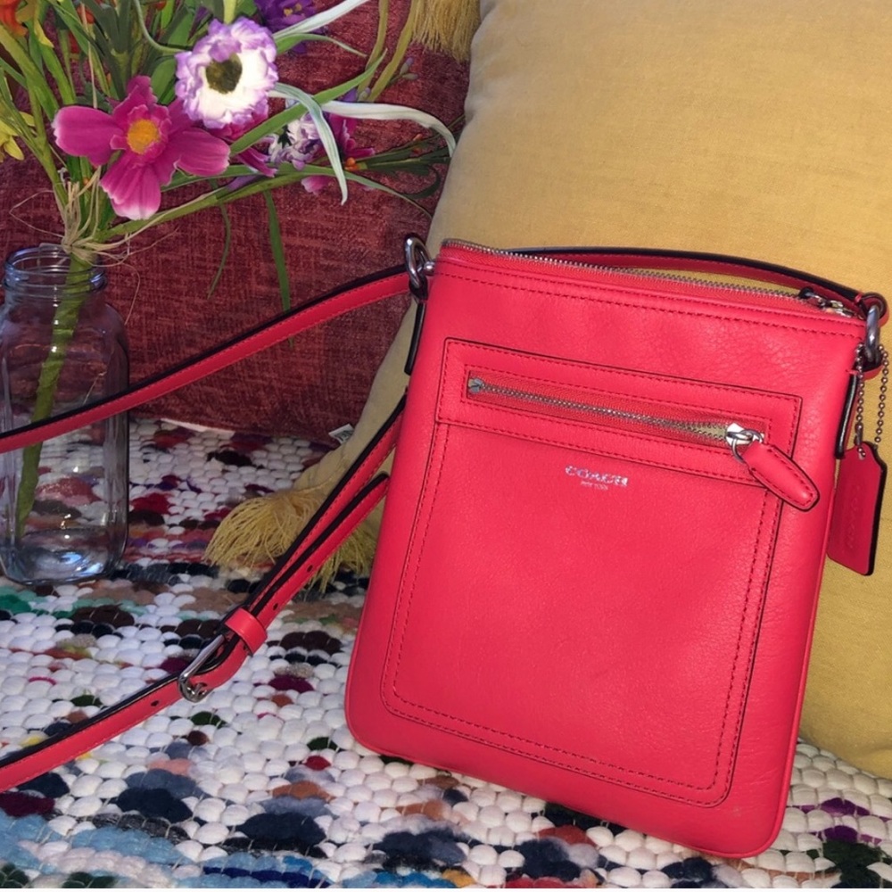 COACH pink/ bright coral crossbody